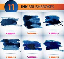 11个矢量的水墨笔刷纹理素材：Vector ink brushstroke set